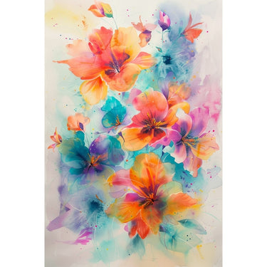 Watercolor Canvas of Flowers